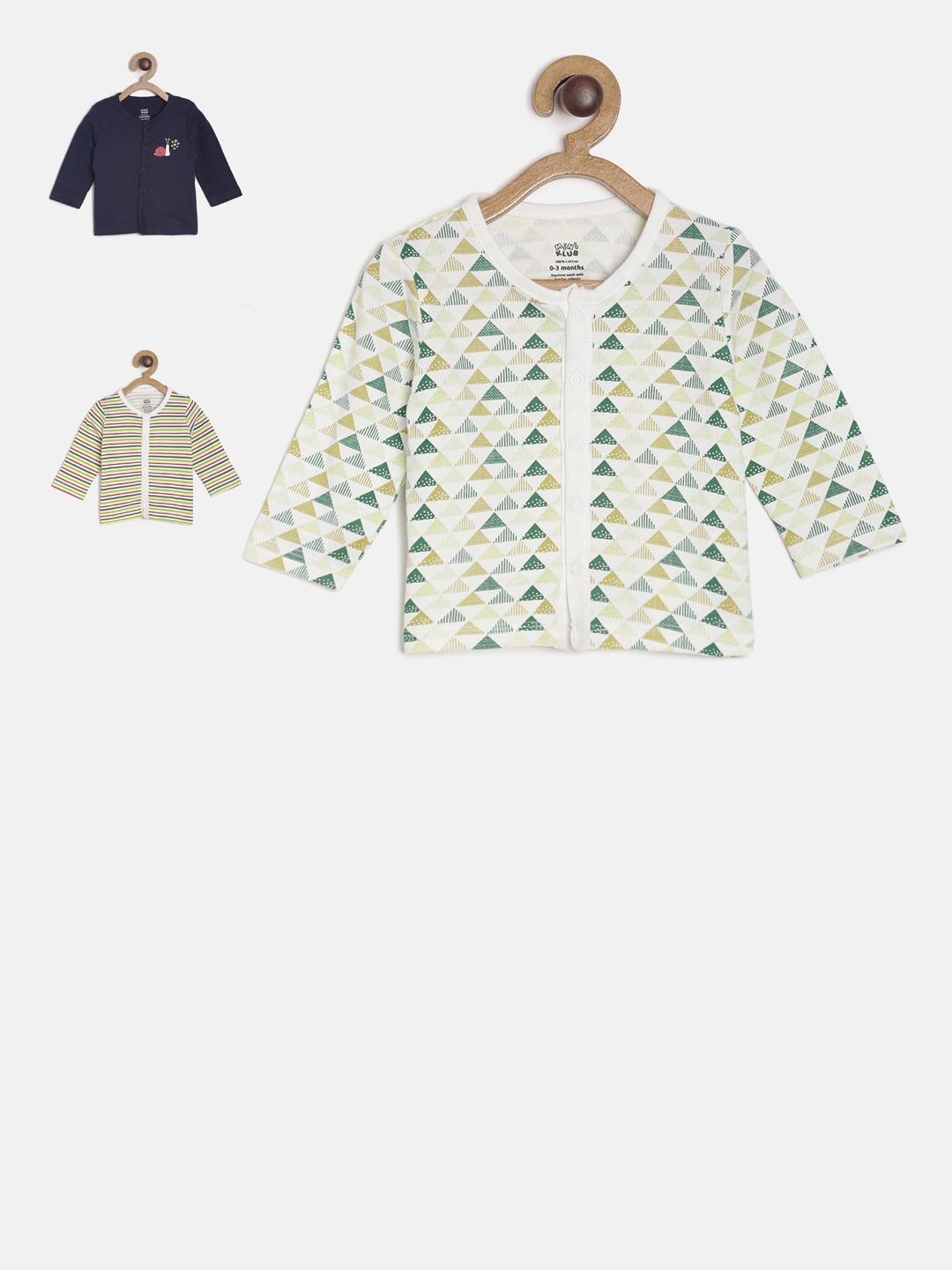 

MINI KLUB Infants Pack of 3 Printed Jhablas, White