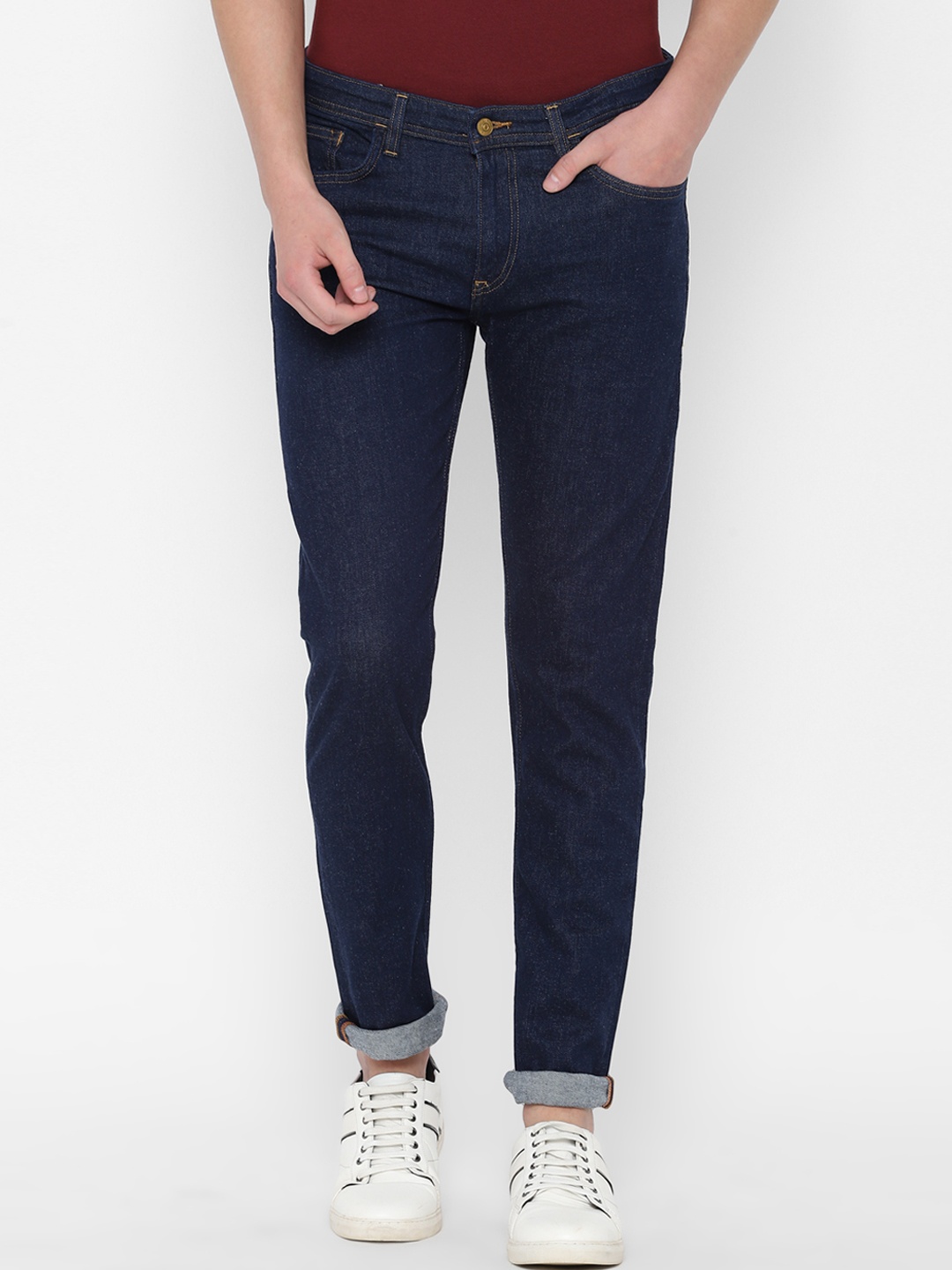 Allen Solly Men Navy Blue Skinny Fit Mid-Rise Clean Look Stretchable Jeans