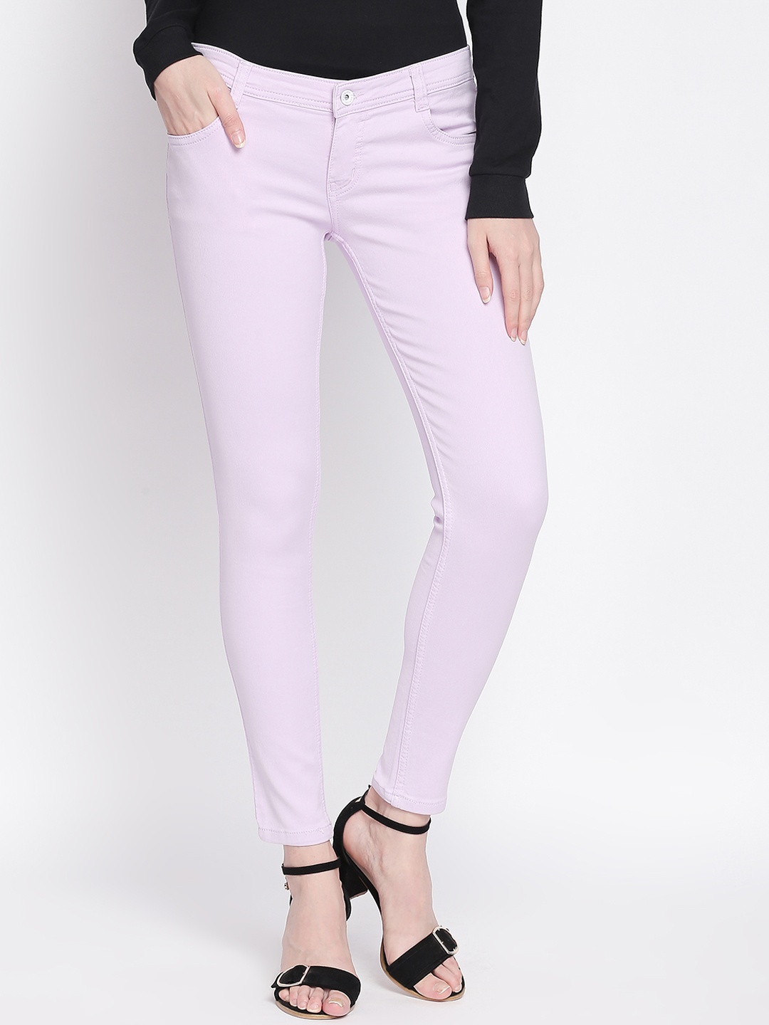 

High Star Women Lavender Slim Fit Mid-Rise Clean Look Stretchable Jeans