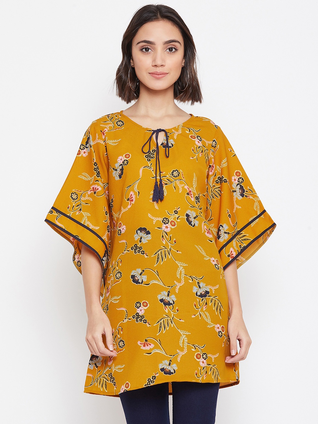 

Ruhaans Mustard Yellow & Blue Printed Tunic