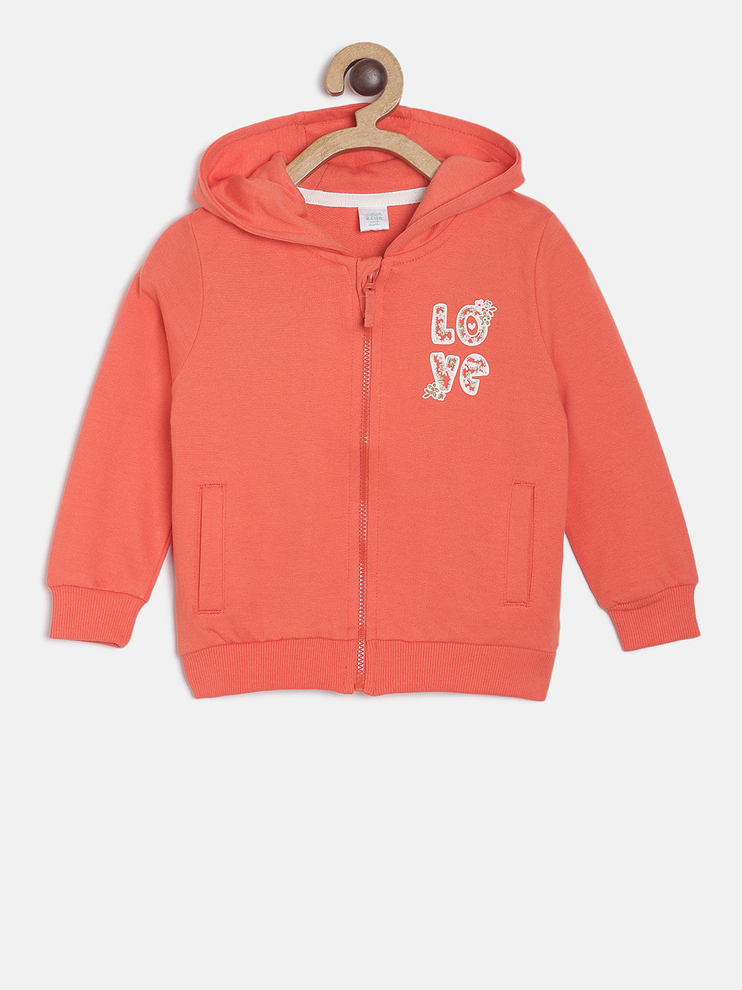 

MINI KLUB Girls Orange Printed Hooded Sweatshirt