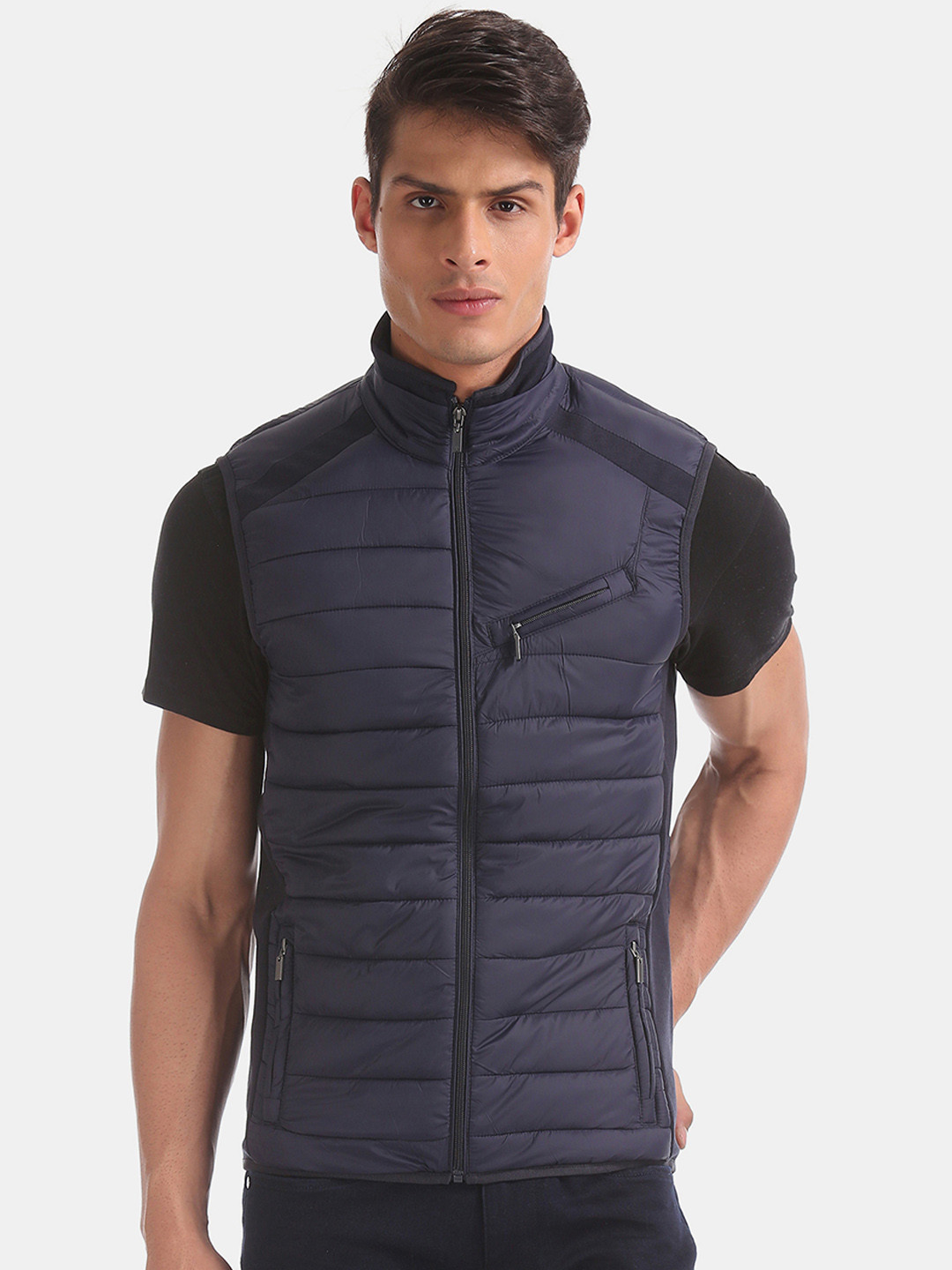 

Arrow Sport Men Navy Blue Solid Puffer Jacket Jacket