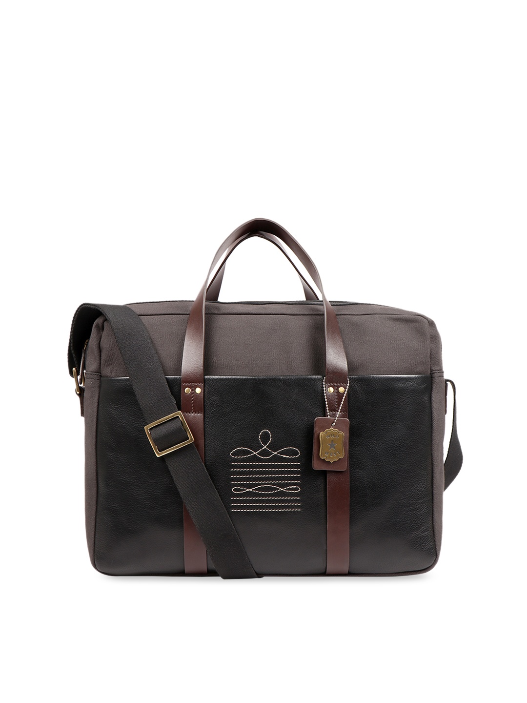 

Hidesign Men Black Solid Leather Messenger Bag