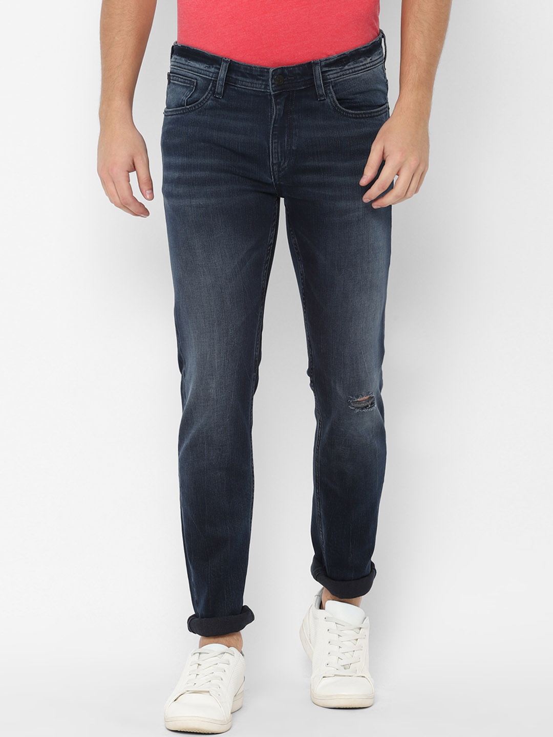 Allen Solly Men Navy Blue Skinny Fit Mid-Rise Clean Look Stretchable Jeans