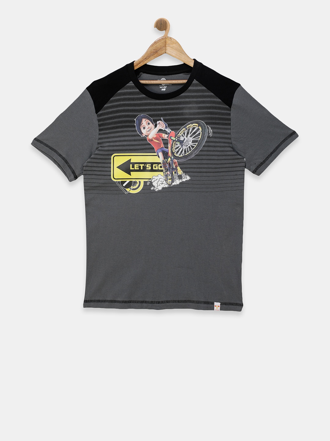 

toothless Boys Grey Shiva Printed Round Neck Pure Cotton T-shirt