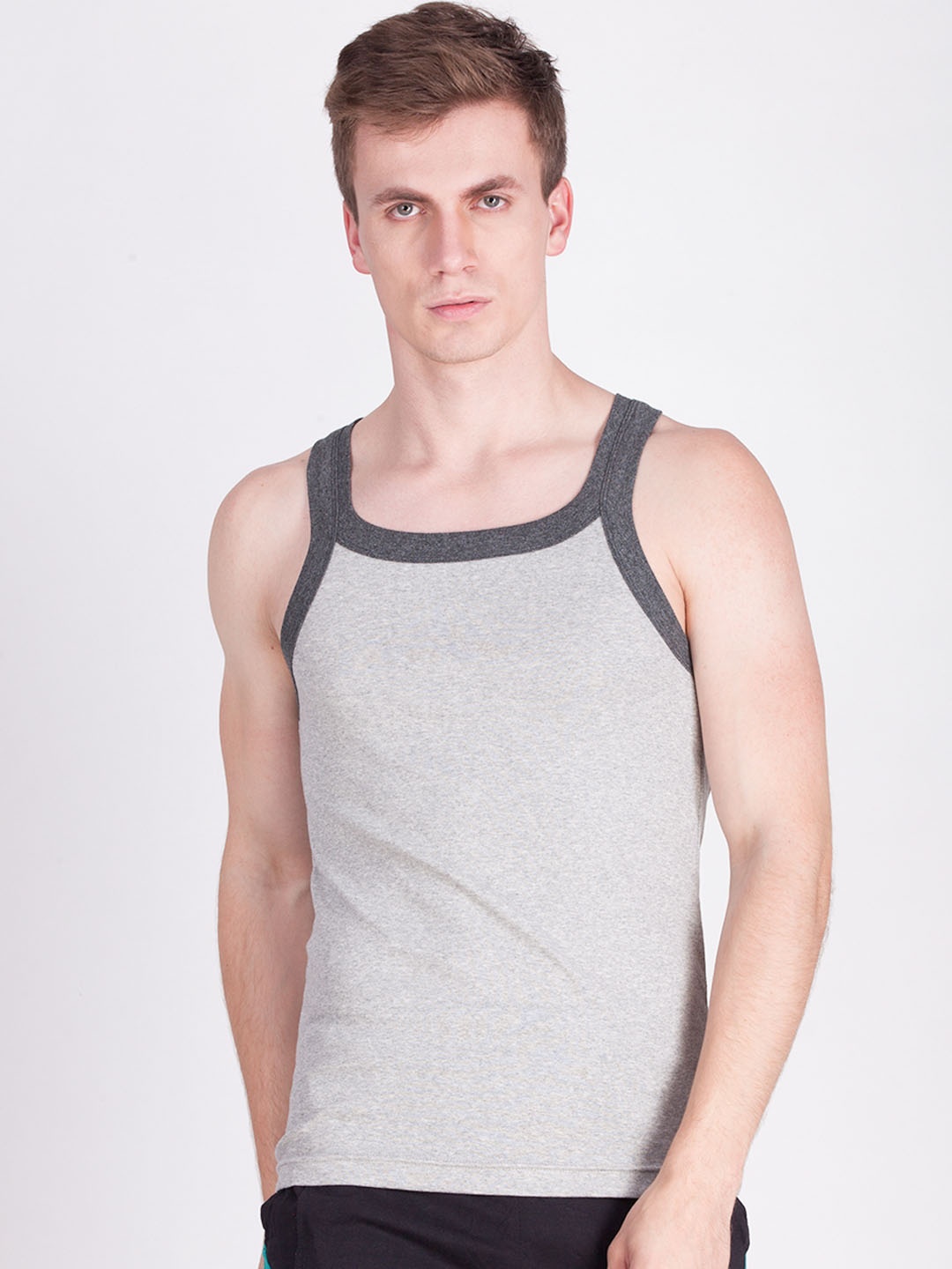 

Force Nxt Men Grey Melange Solid Gym Vest