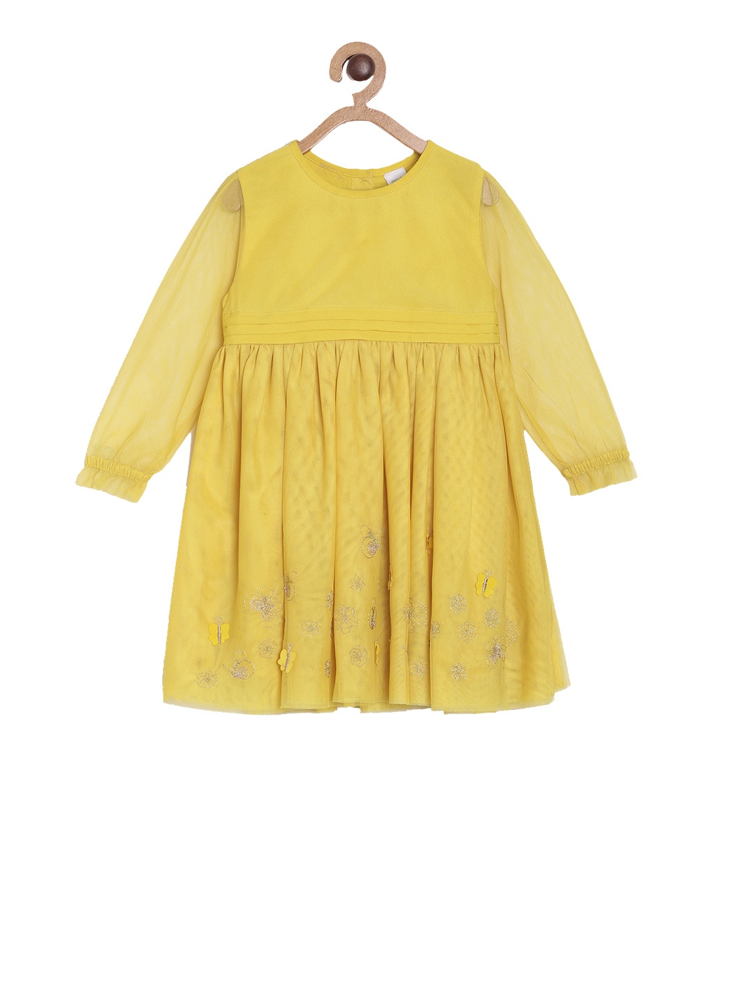 

MINI KLUB Girls Yellow Embellished Empire Dress