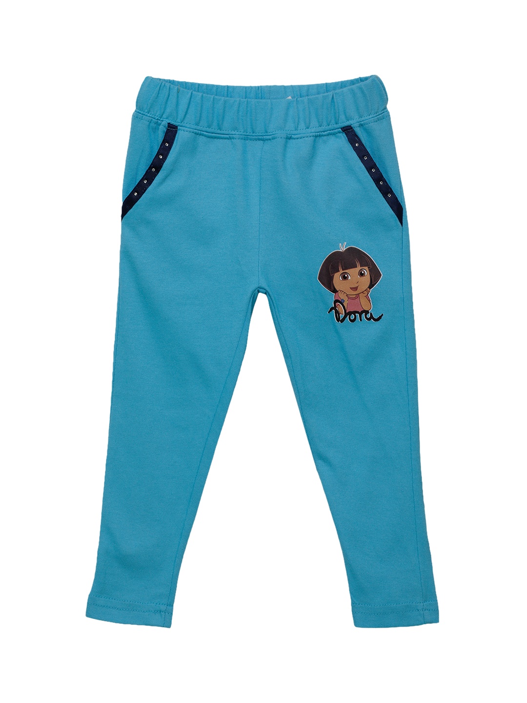

toothless Girls Black & Blue Solid Dora Cotton Jeggings