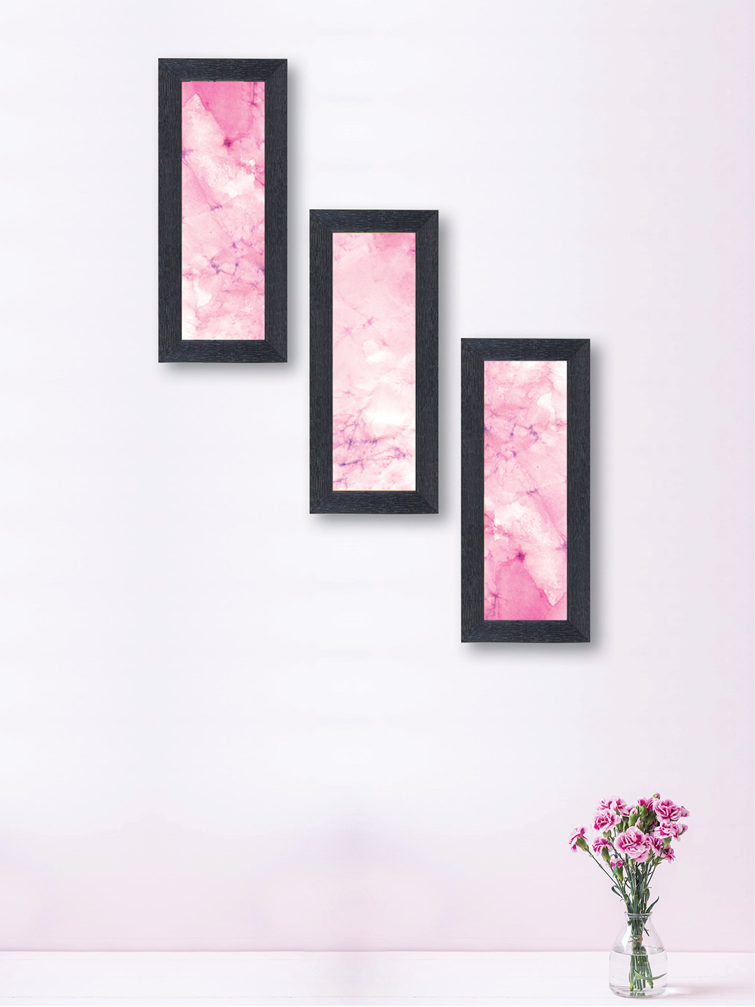 

nest ART Set of 3 Pink Abstract Synthetic Wood Wall Art
