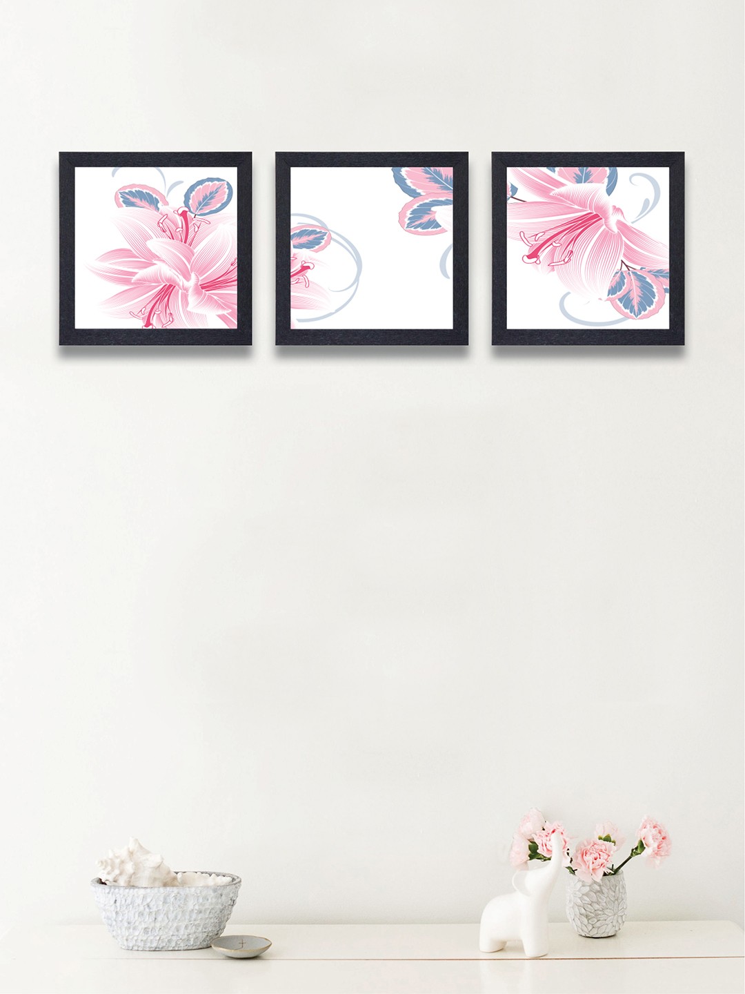 

nest ART Set of 3 Black & White Floral Wall Art