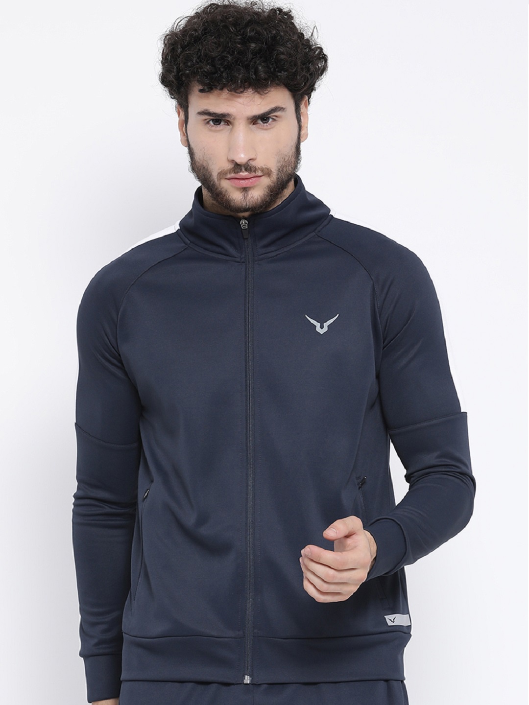 

Invincible Men Navy Blue Solid Slim Fit Sporty Jacket