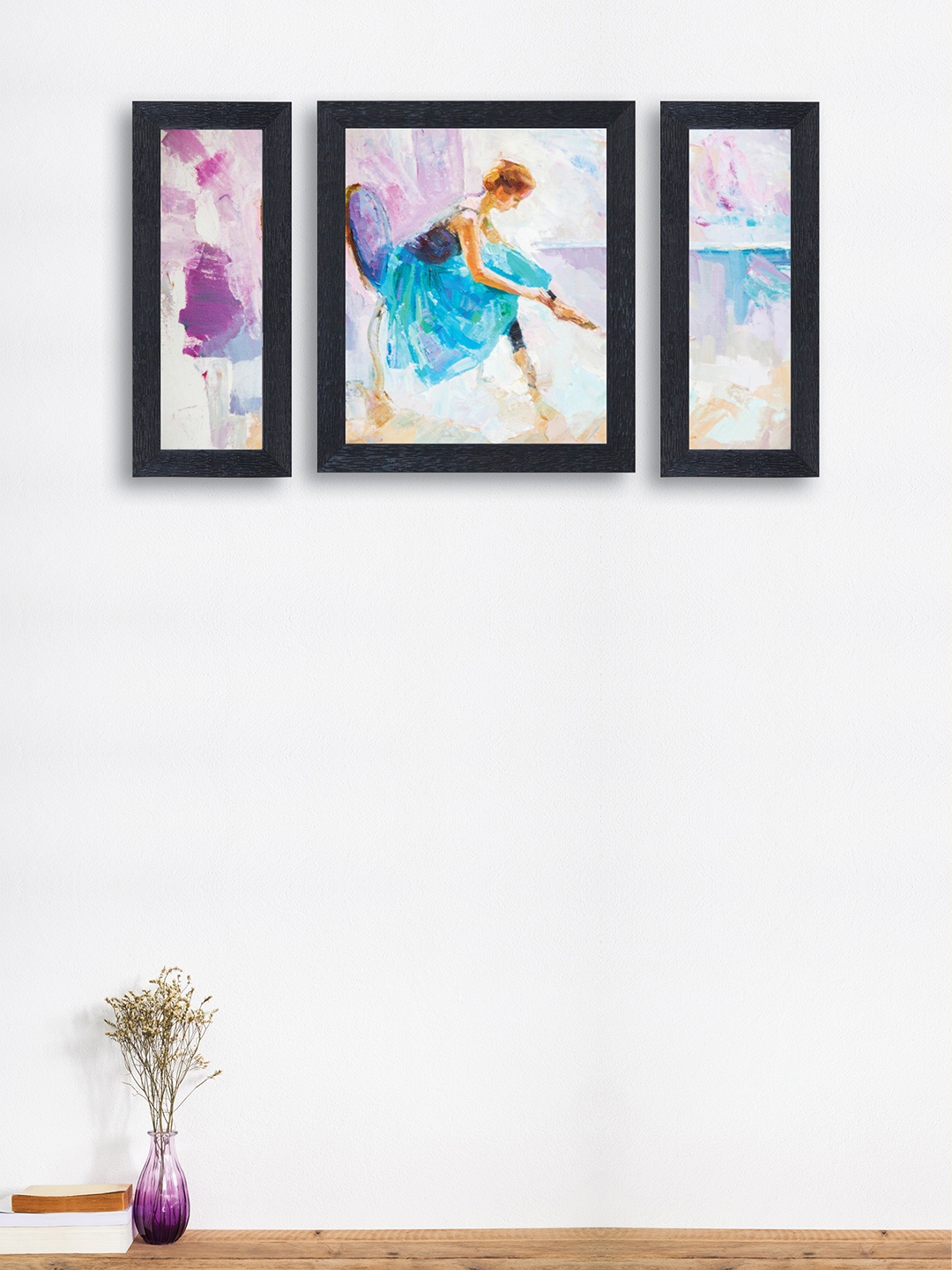 

nest ART Set of 3 Blue & Purple Watercolor Sitting Lady Synthetic Wood Wall Art
