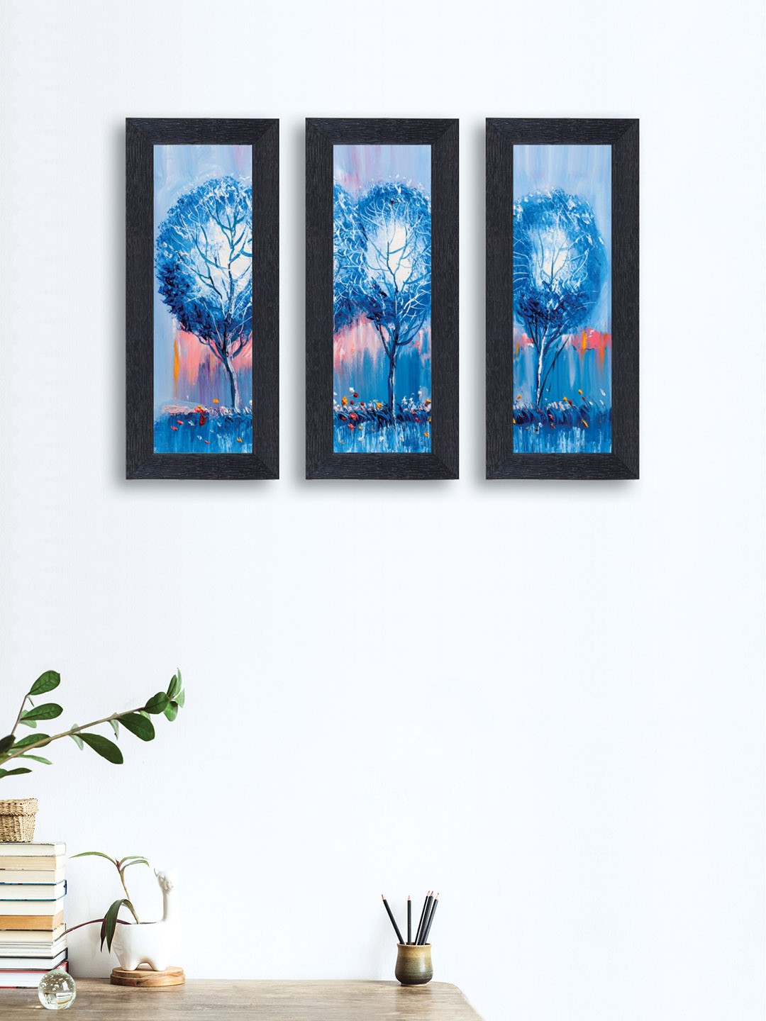 

nest ART Set of 3 Blue Abstract Synthetic Wood Wall Art