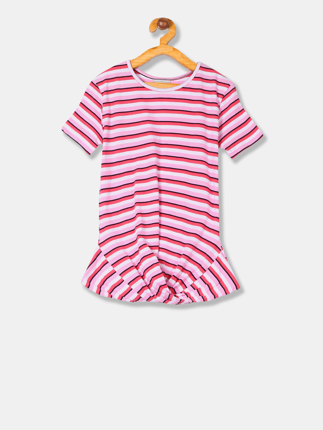 

Cherokee Girls Pink Candy Striped Pure Cotton Top