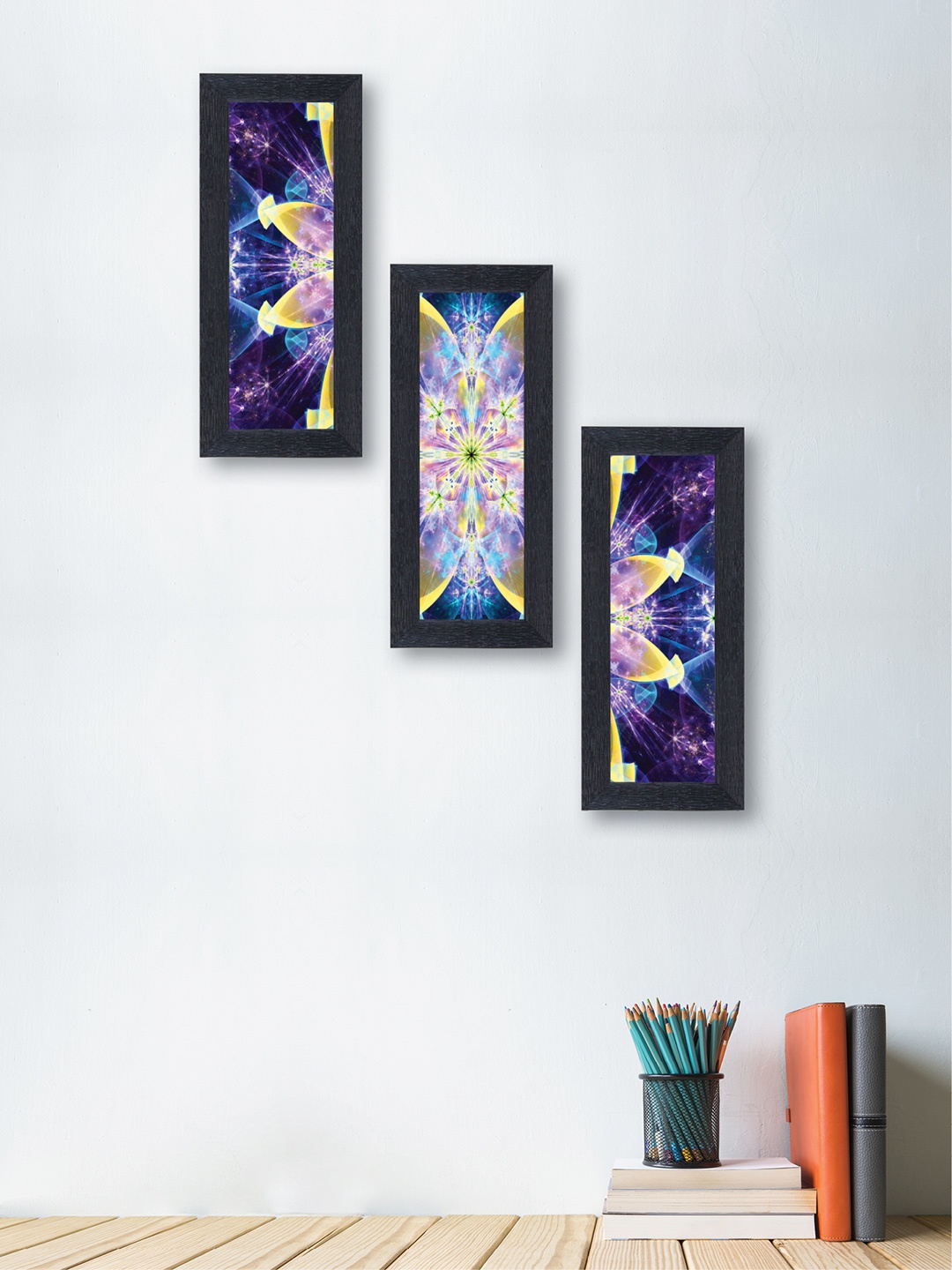 

nest ART Set of 3 Blue Abstract Synthetic Wood Wall Art