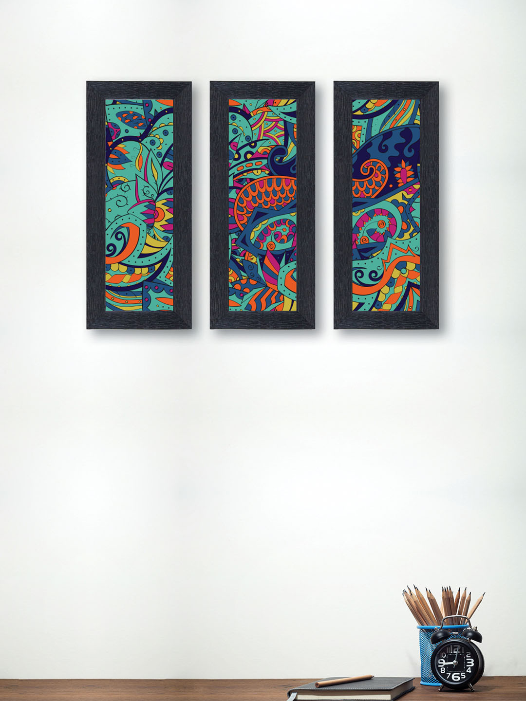 

nest ART Set of 3 Sea Green & Blue Abstract Synthetic Wood Wall Art