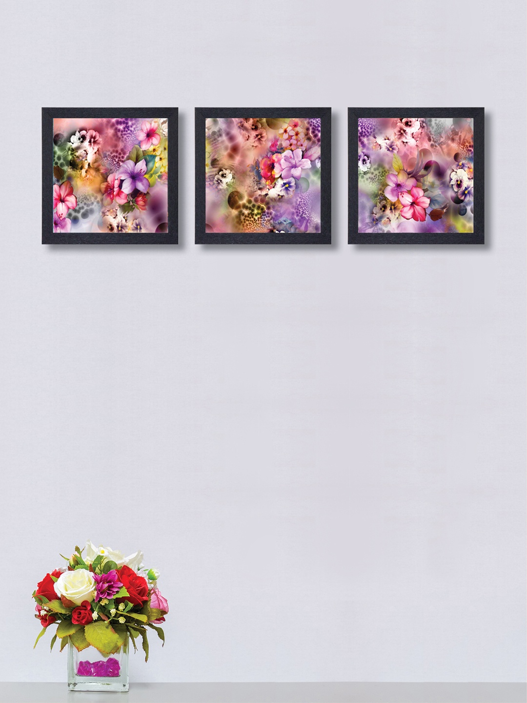 

nest ART Set of 3 Lavender & Pink Floral Synthetic Wood Wall Art