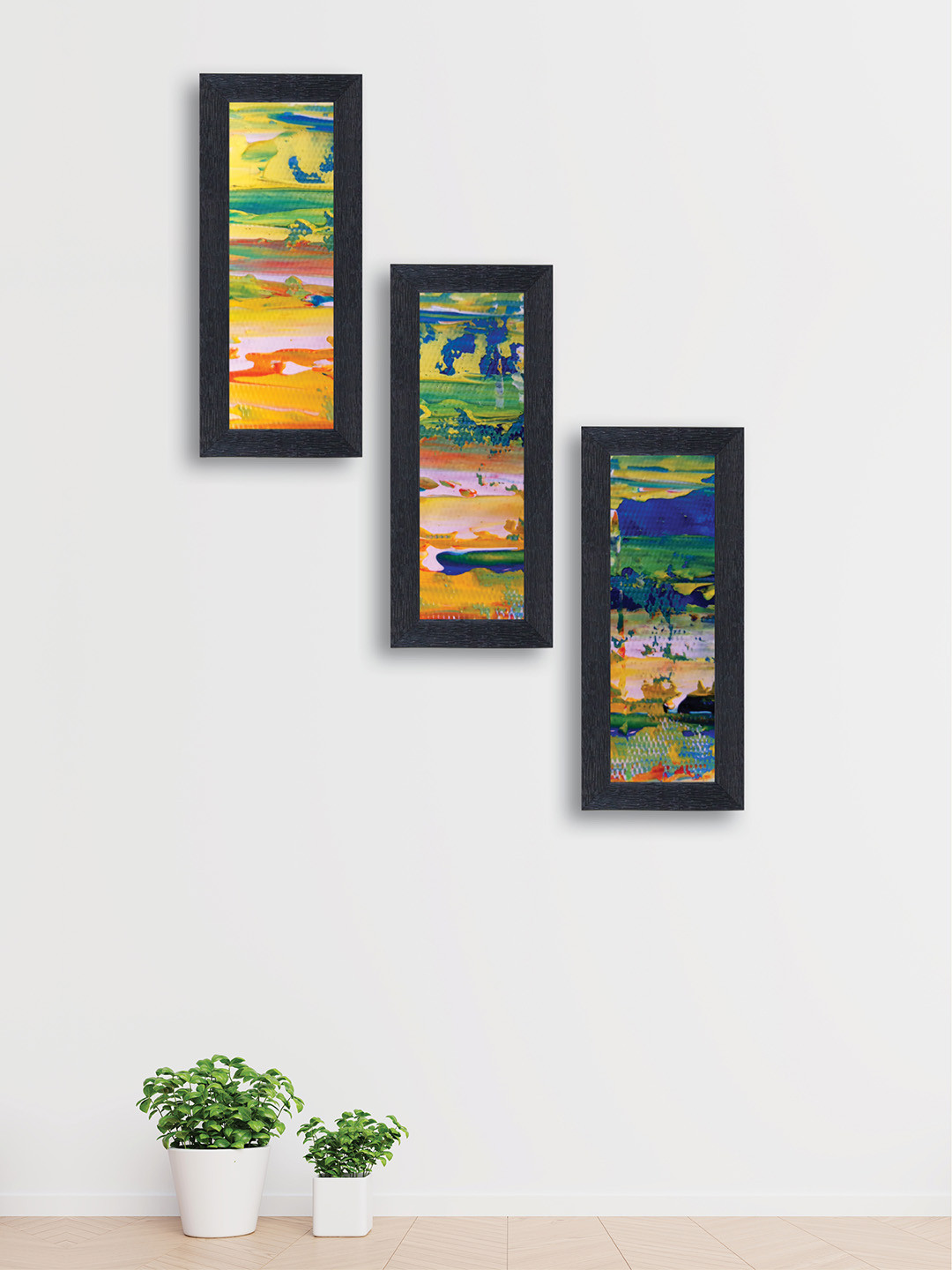 

nest ART Set of 3 Green & Blue Watercolor Synthetic Wood Wall Art