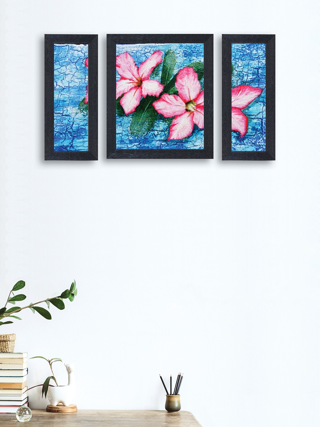 

nest ART Set of 3 Blue & Pink Watercolor Synthetic Wood Wall Art