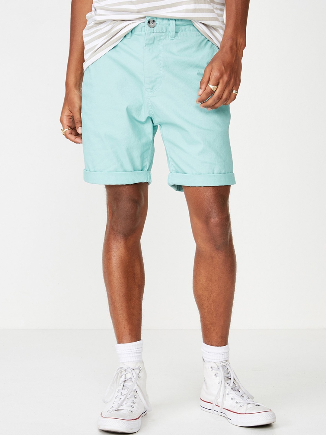 

COTTON ON Men Turquoise Blue Solid Regular Fit Regular Shorts