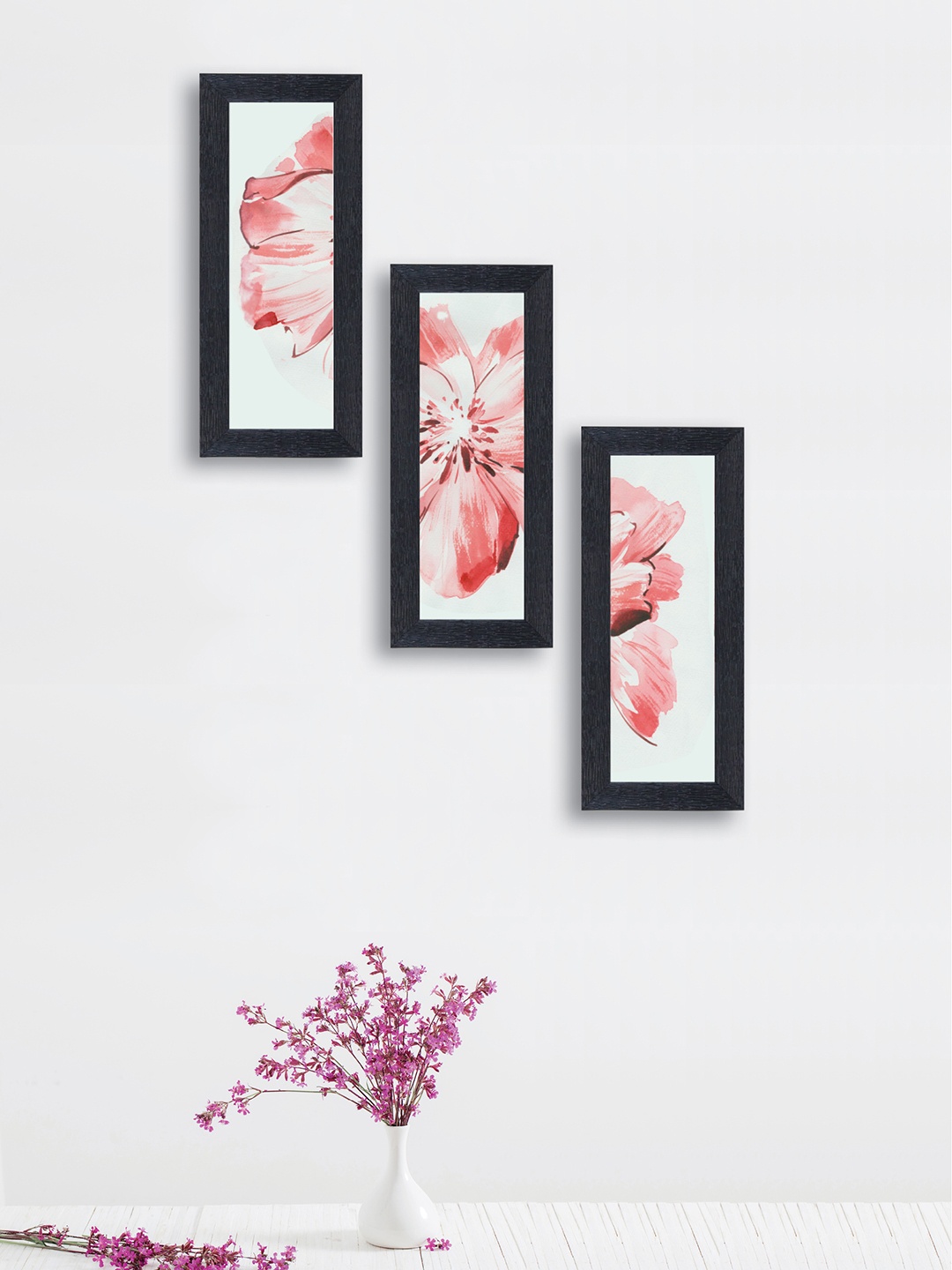 

nest ART Set of 3 Pink & White Floral Synthetic Wood Wall Art