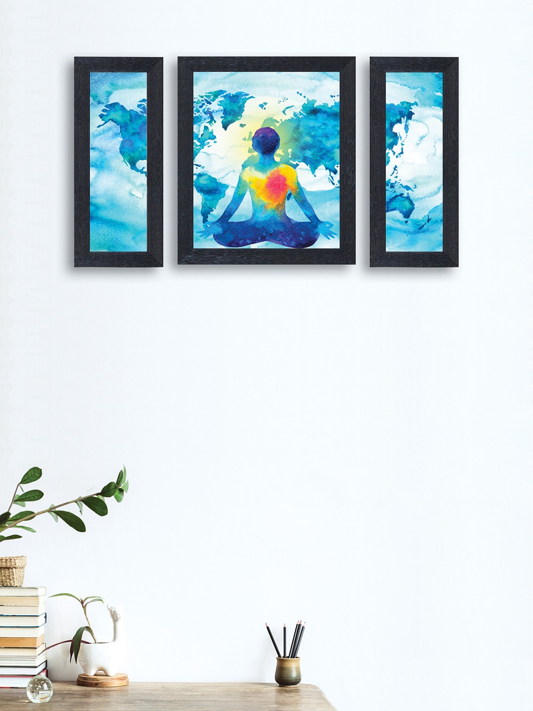 

nest ART Set of 3 Blue & White Abstract Synthetic Wood Wall Art
