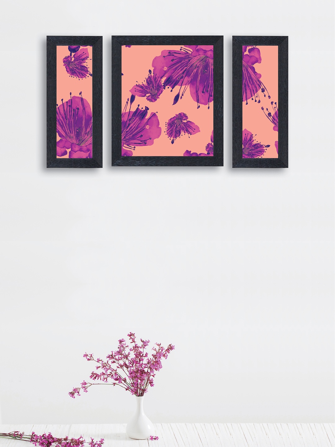 

nest ART Set of 3 Purple & Peach-Coloured Abstract Synthetic Wood Wall Art