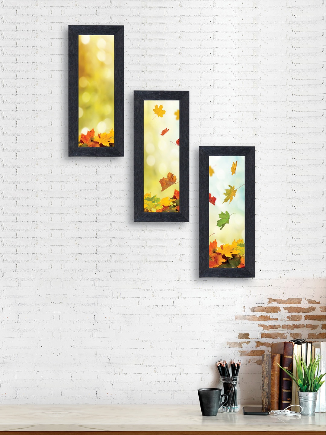 

nest ART Set of 3 Green & Blue Abstract Synthetic Wood Wall Art
