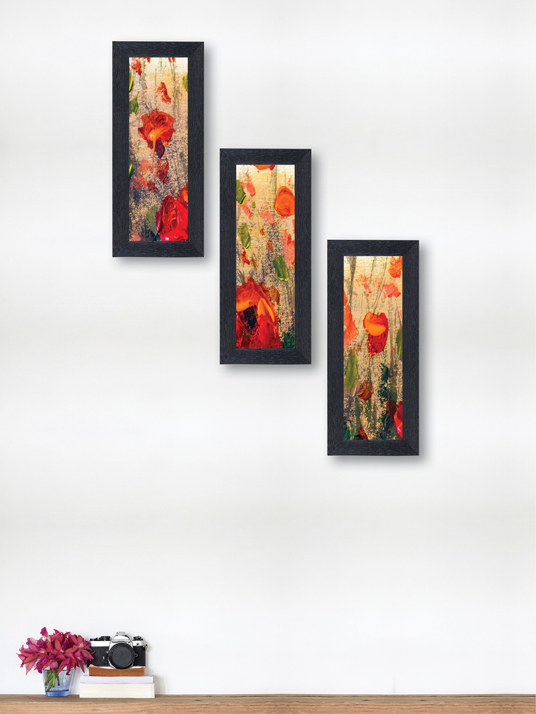 

nest ART Set of 3 Beige & Orange Textured Frame Abstract Wall Painting