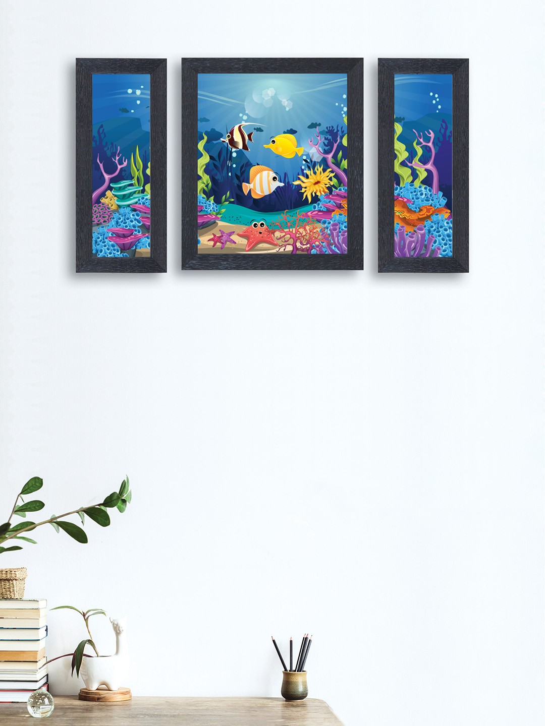 

nest ART Set of 3 Blue & Purple Synthetic Wood Wall Art