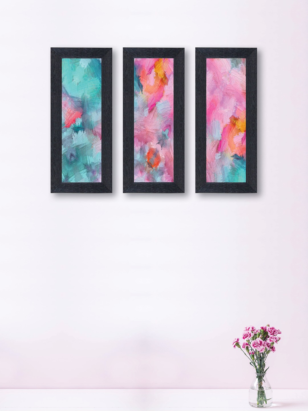 

nest ART Set of 3 Pink & Blue Watercolor Abstract Synthetic Wood Wall Art