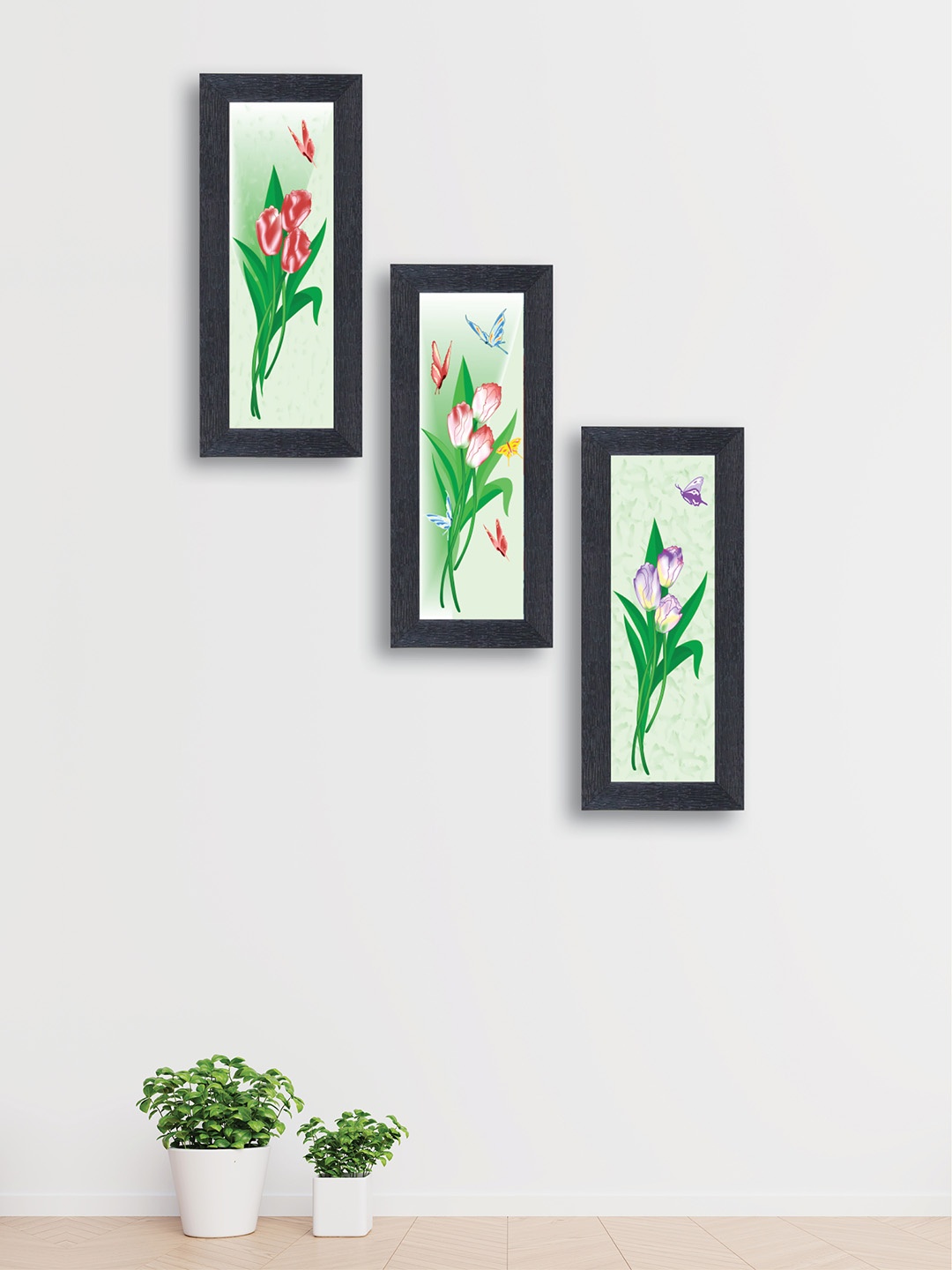 

nest ART Set of 3 Green & Red Synthetic Wood Wall Art