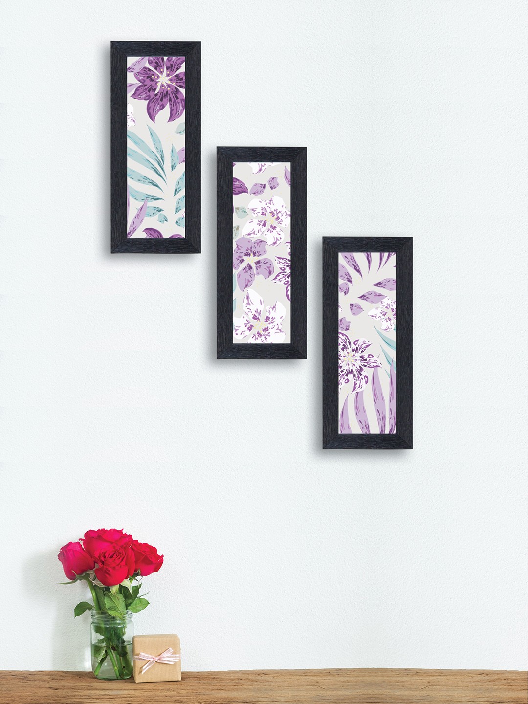 

nest ART Set of 3 Blue & Lavender Botanical Wall Art With Textured Frames