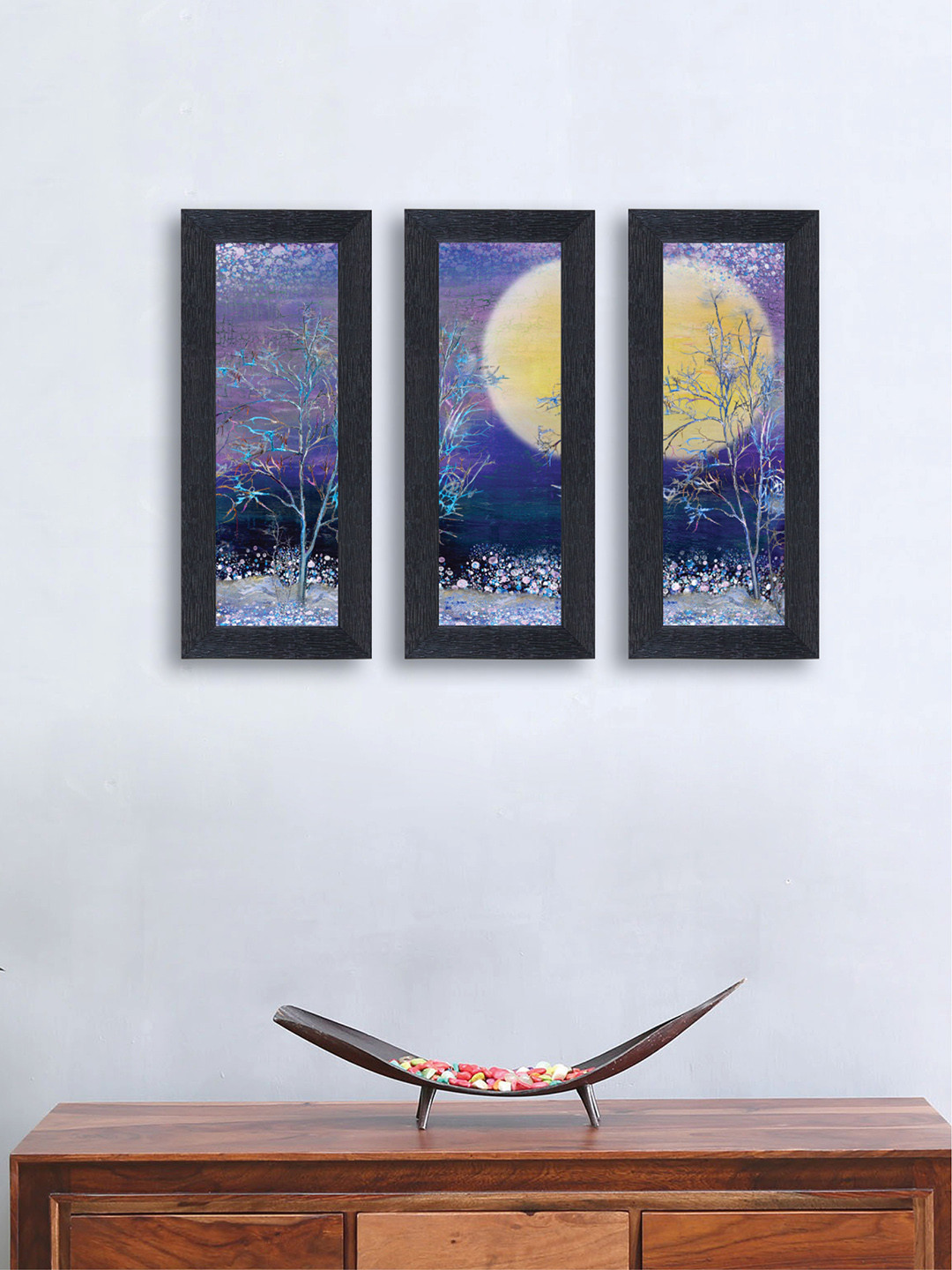 

nest ART Set of 3 Purple & Yellow Abstract Synthetic Wood Wall Art