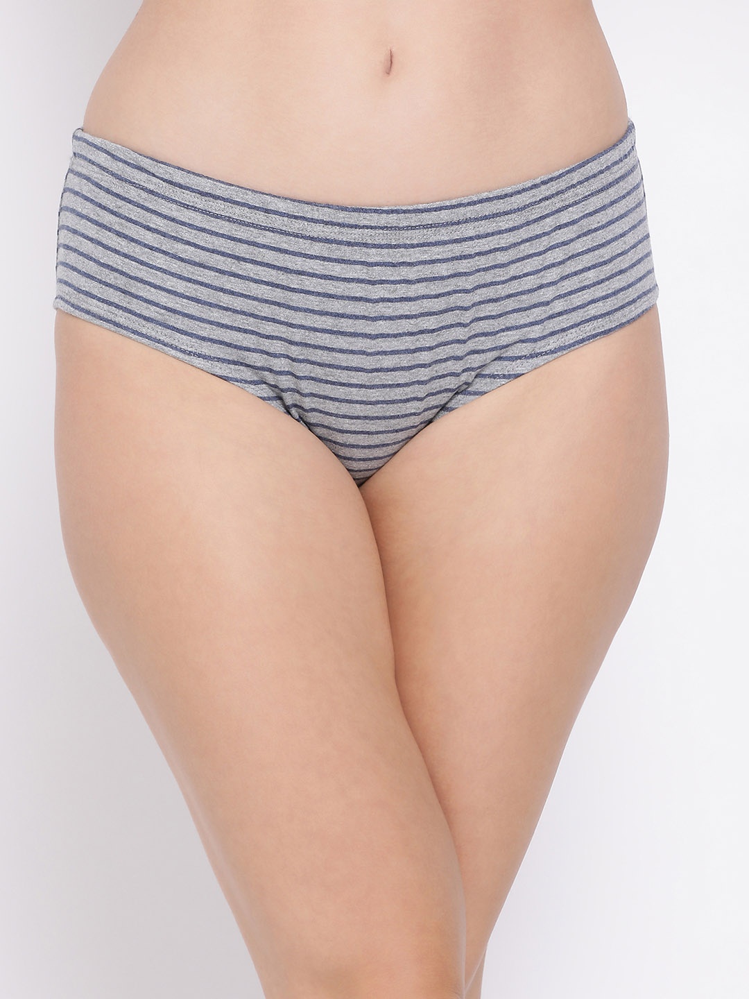 

Clovia Women Grey & Blue Striped Mid-Rise Hipster Brief PN2855A05S