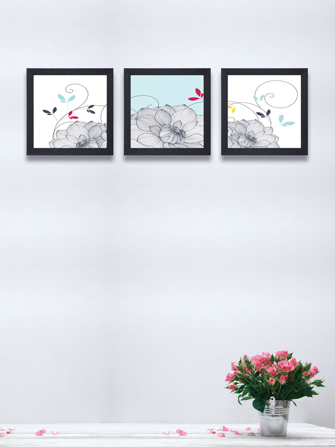 

nest ART Set of 3 White & Grey Abstract Synthetic Wood Wall Art