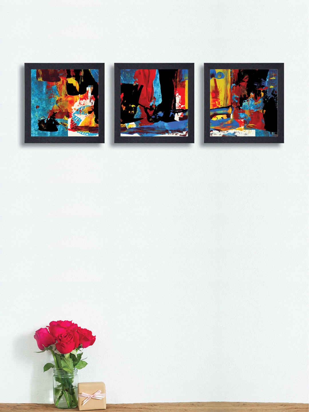 

nest ART Set of 3 Multicoloured Abstract Synthetic Wood Wall Art, Multi