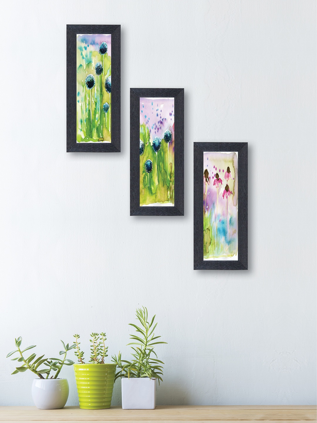 

nest ART Set of 3 Green & Blue Synthetic Wood Wall Art