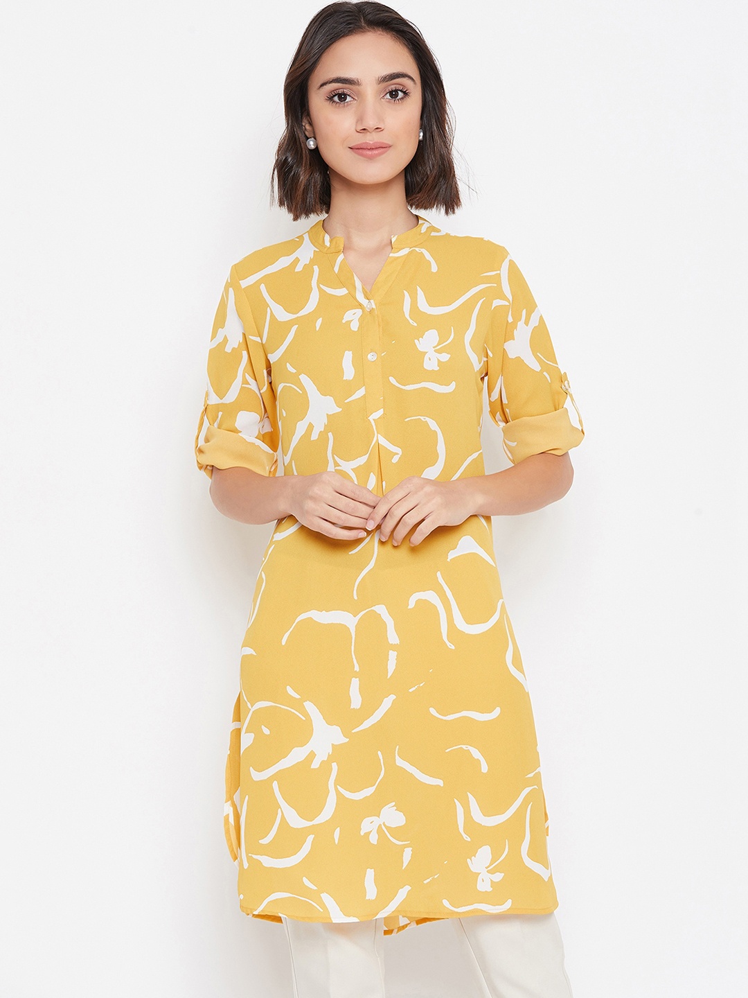 

Ruhaans Yellow & White Printed Tunic