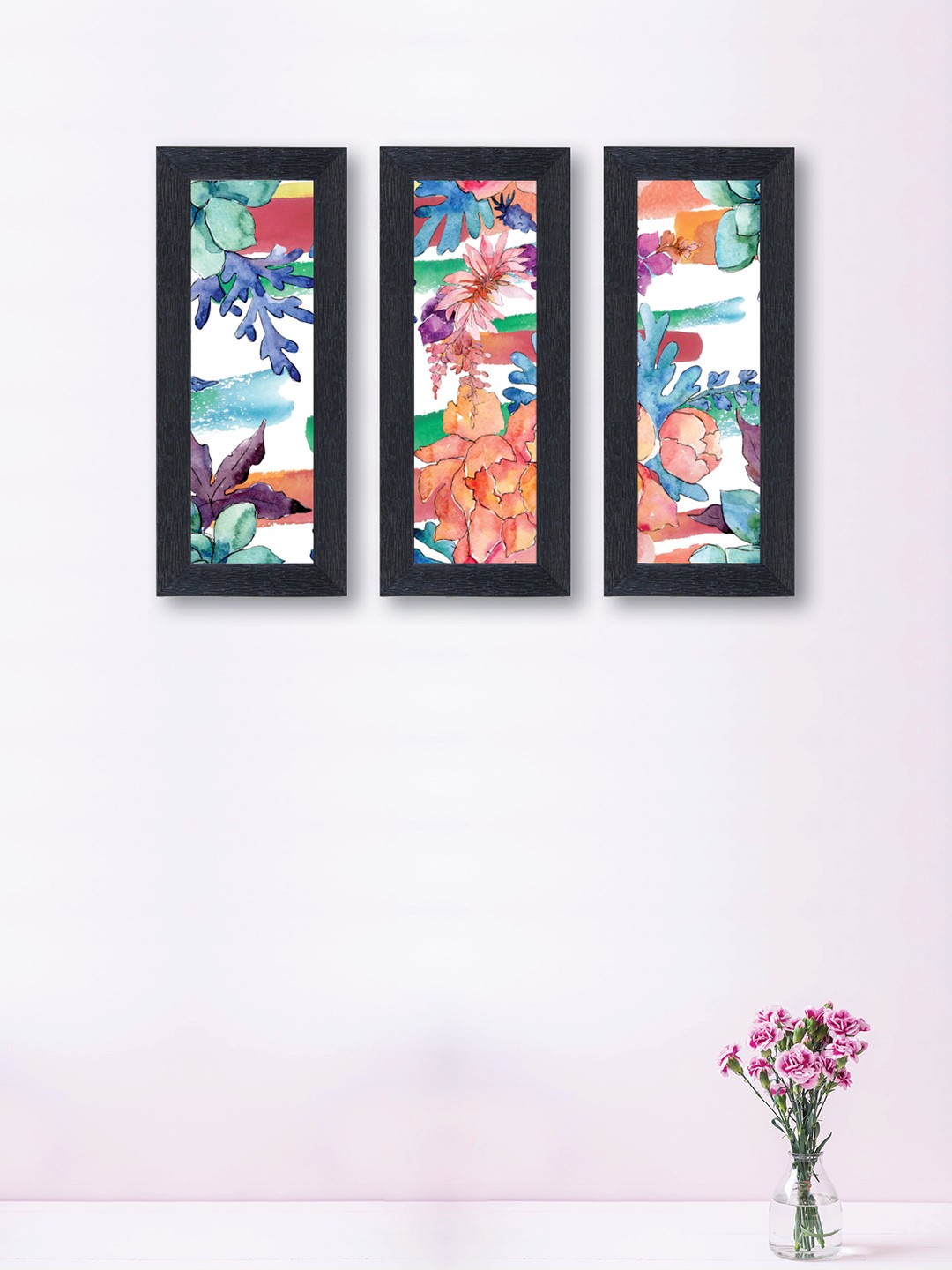 

nest ART Set of 3 White & Orange Watercolor Abstract Synthetic Wood Wall Art