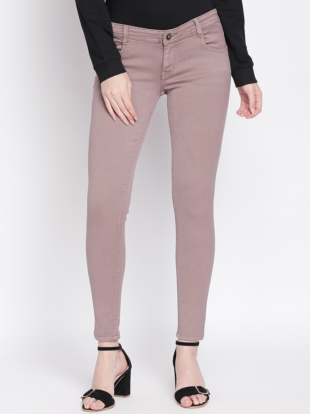 

High Star Women Mauve Slim Fit Mid-Rise Clean Look Stretchable Jeans