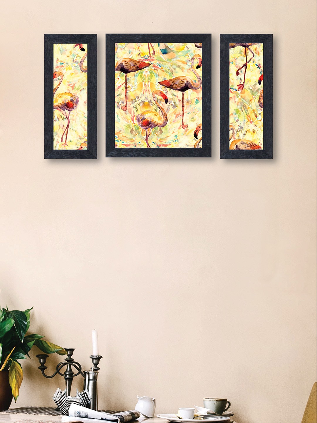 

nest ART Set of 3 Yellow & Orange Abstract Synthetic Wood Wall Art