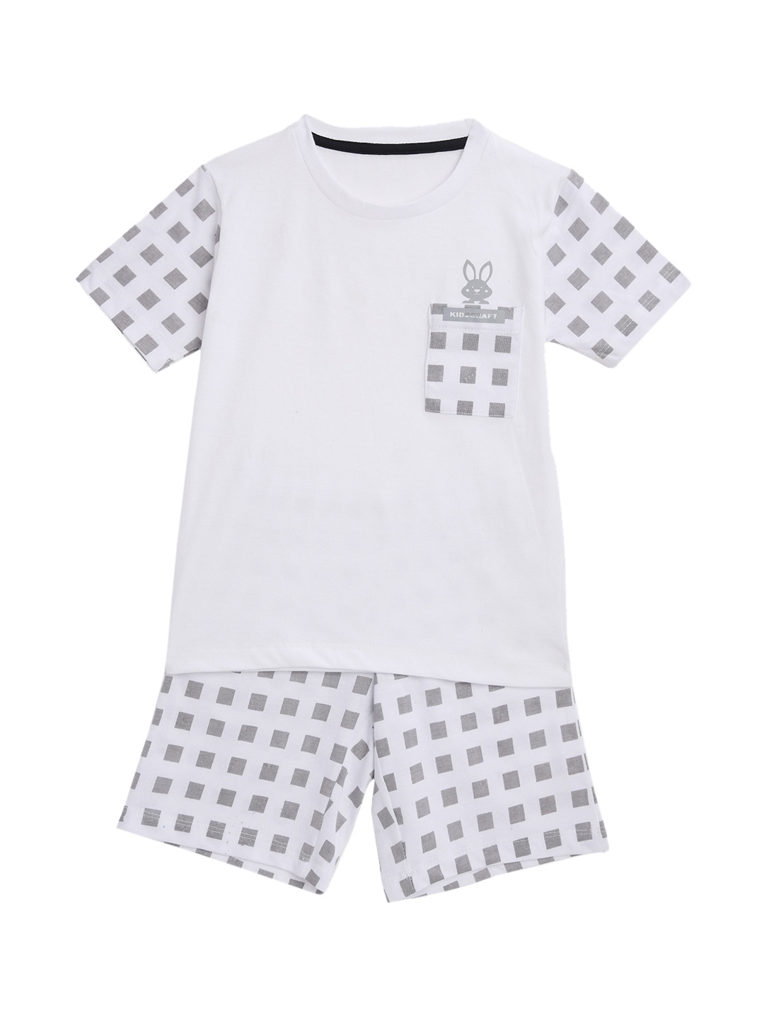 

KIDSCRAFT Boys White & Grey T-shirt with Shorts