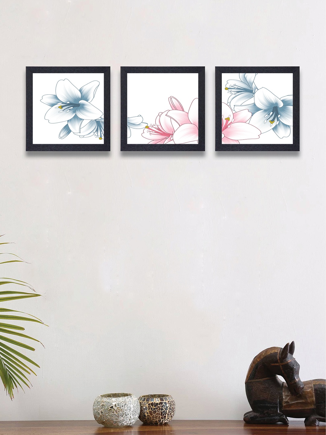 

nest ART Set of 3 Pink & Blue Watercolor Synthetic Wood Wall Art