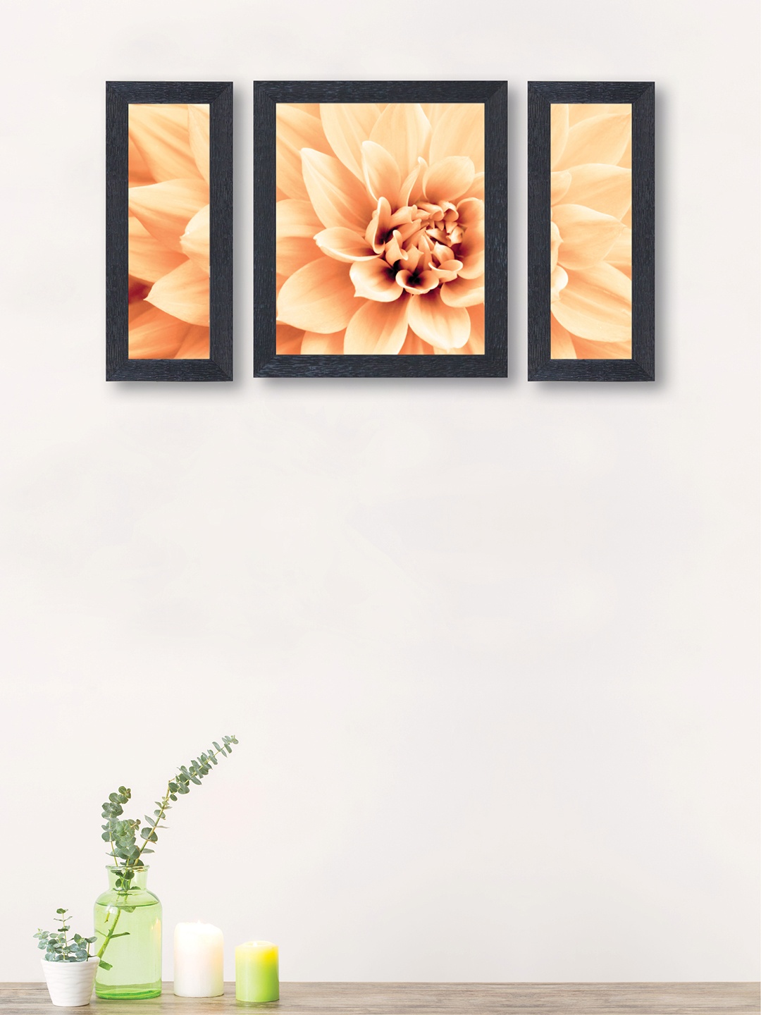 

nest ART Set of 3 Peach-Coloured Flower Synthetic Wood Wall Art