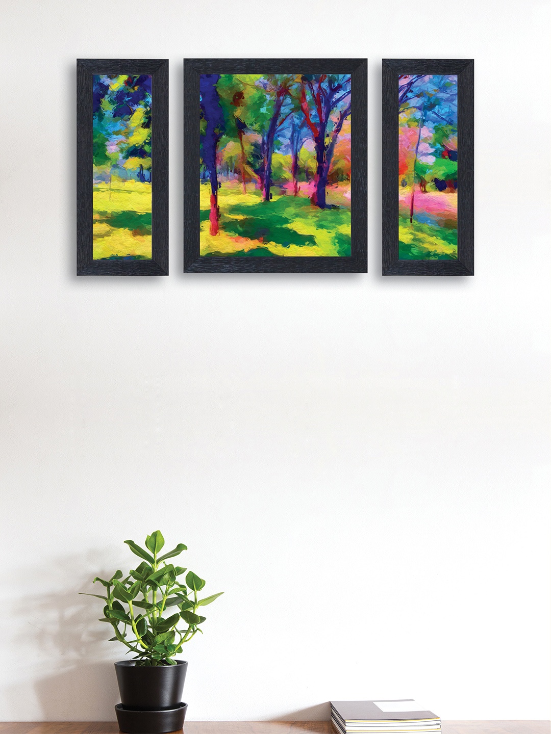 

nest ART Set of 3 Green & Blue Synthetic Wood Wall Art