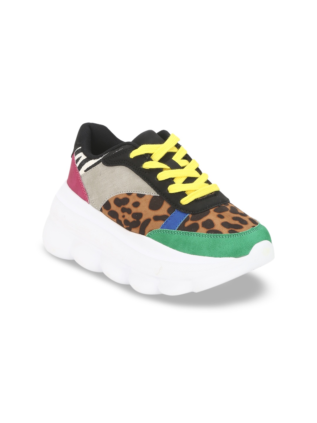 

Truffle Collection Women Black & Green Printed Sneakers