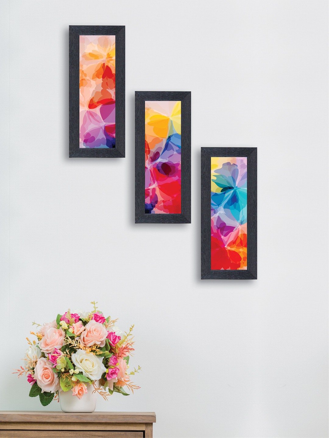 

nest ART Set of 3 Orange & Blue Abstract Synthetic Wood Wall Art