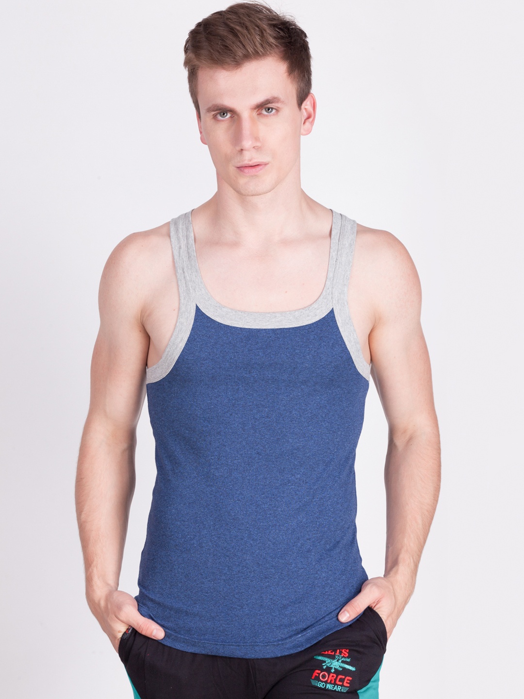 

Force NXT Men Blue Solid Innerwear Vest