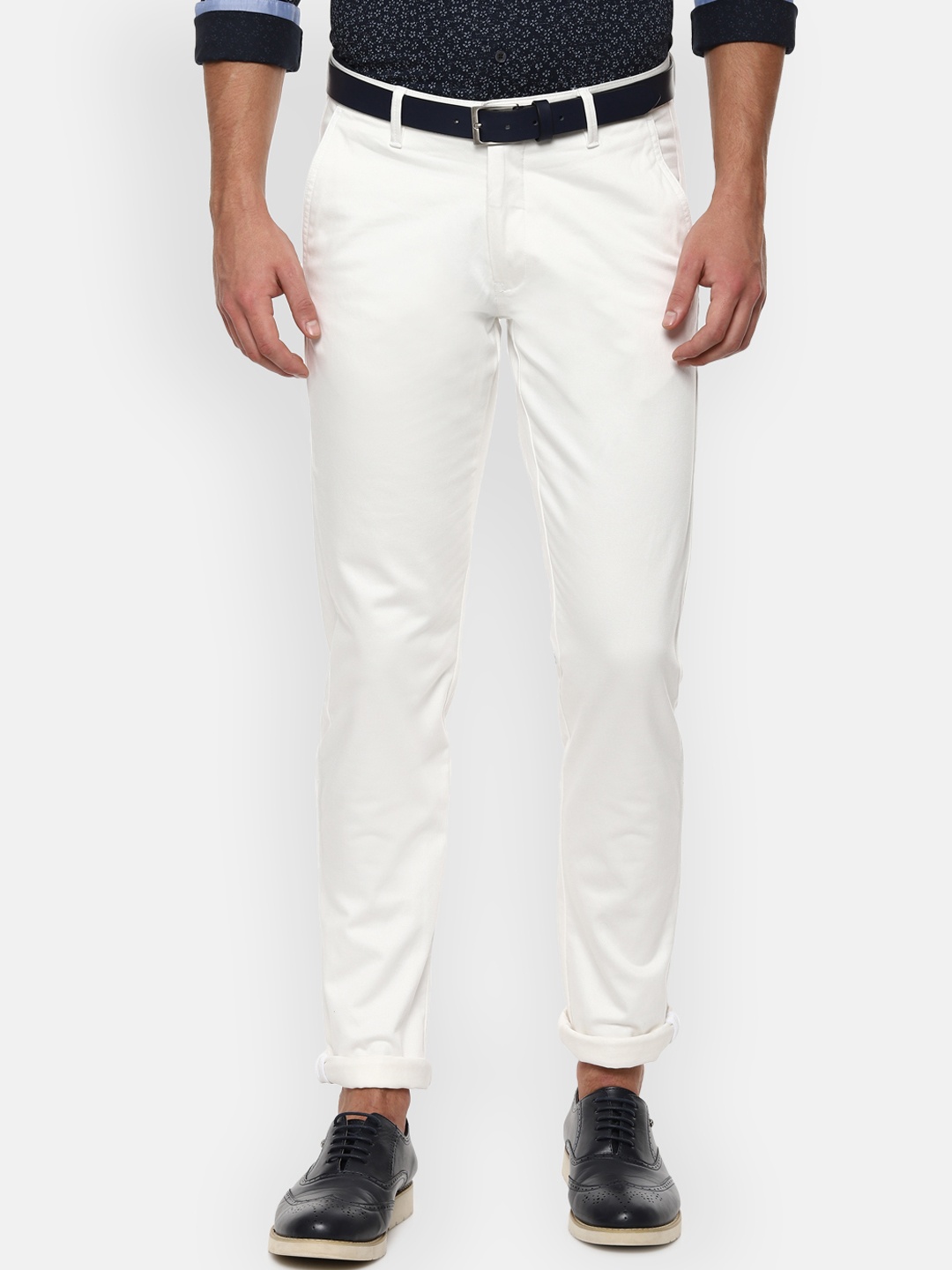 

Van Heusen Sport Men White Slim Fit Solid Regular Trousers